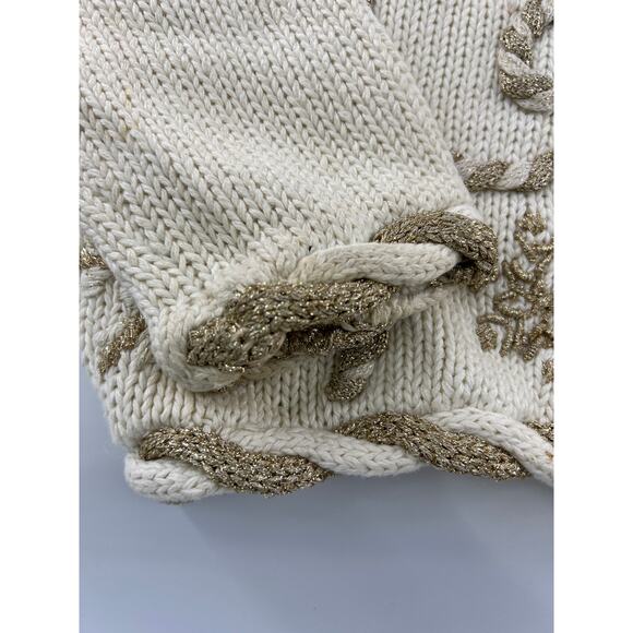 Vintage Casual Corner Sweater Womens Small Cream Ivory Gold Cardigan Christmas - Picture 3 of 16